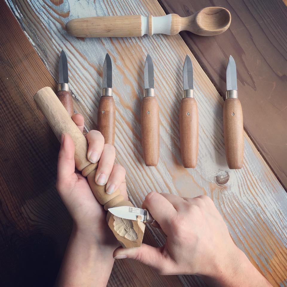hand carved spoons and scoops