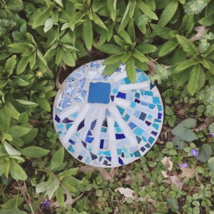 upcycled mosaic garden stone