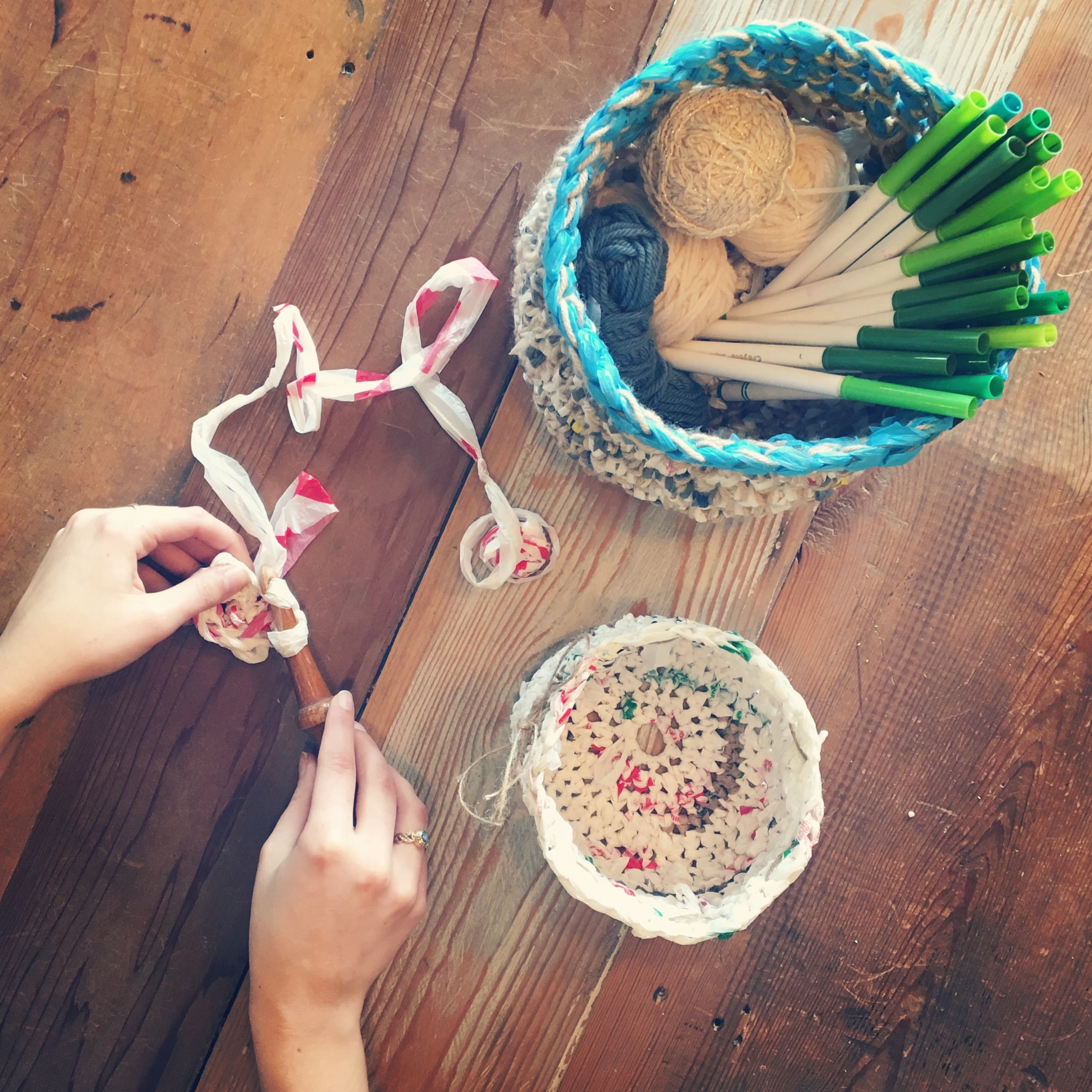 crochet plarn basket