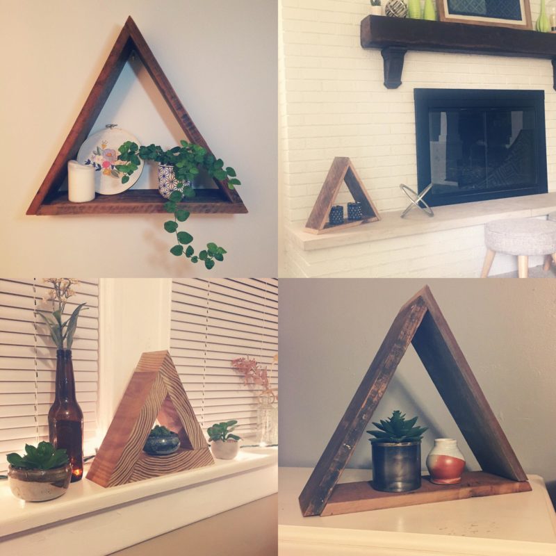 triangle wood shelf